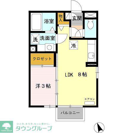 リヴェールマリーズB(1LDK/2階)の間取り写真