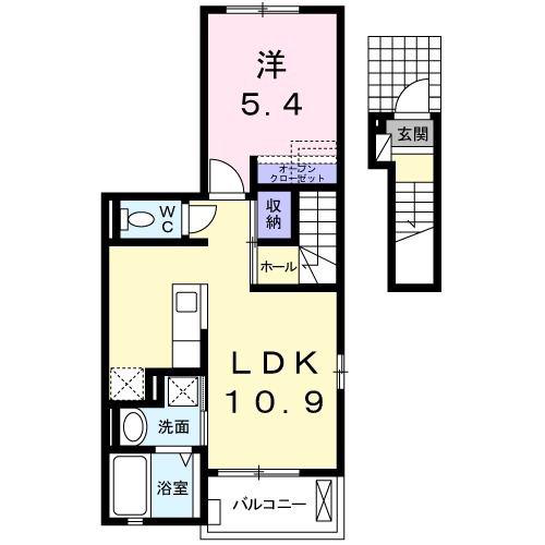 グラン ポワールIII(1LDK/2階)の間取り写真
