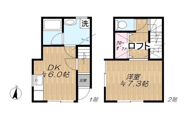 セントフィオーリ(1DK/1階)の間取り写真