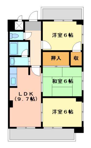 セカンドタウン(3LDK/3階)の間取り写真