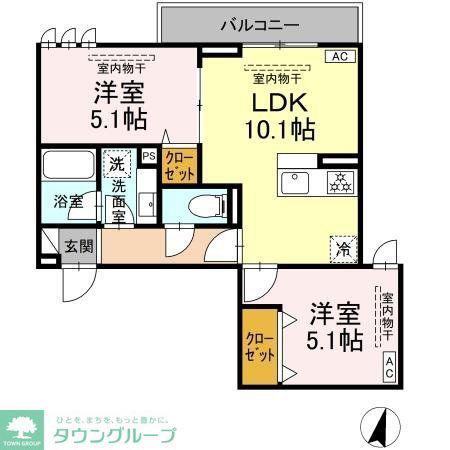 リートゥス湘南辻堂(2LDK/2階)の間取り写真