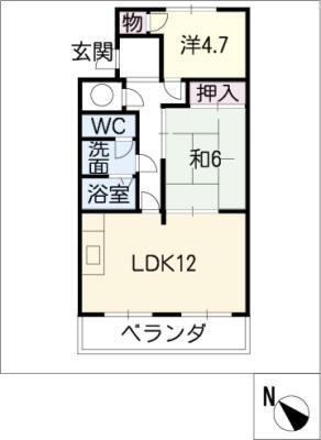 ドミール笹山(2LDK/2階)の間取り写真