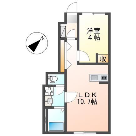 ベルメゾン矢取II(1LDK/1階)の間取り写真