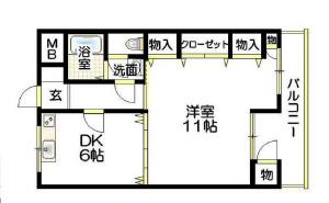 ロイヤルコーポ吉田(1LDK/4階)の間取り写真