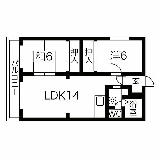 エルシー発寒(2LDK/2階)の間取り写真