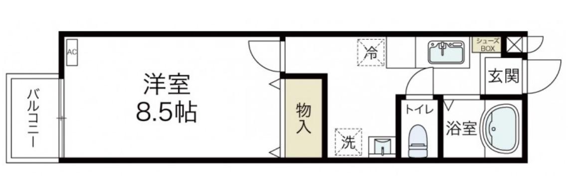 アムール(1K/2階)の間取り写真