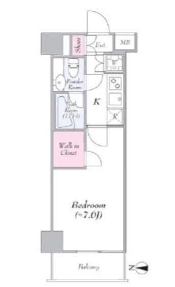 AXAS上野北(1K/6階)の間取り写真