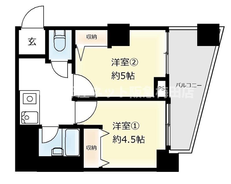 木川東エクセルハイツ(2K/1階)の間取り写真