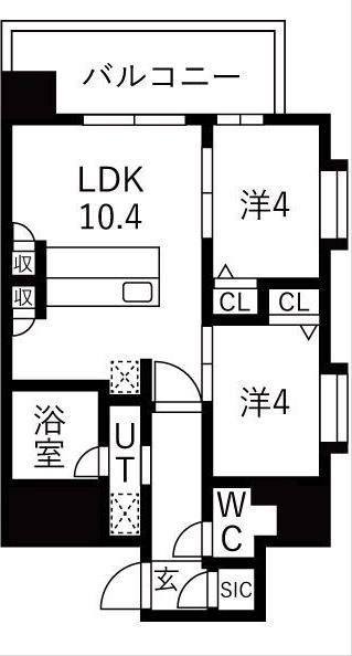 スプランディッド玉造(2LDK/9階)の間取り写真
