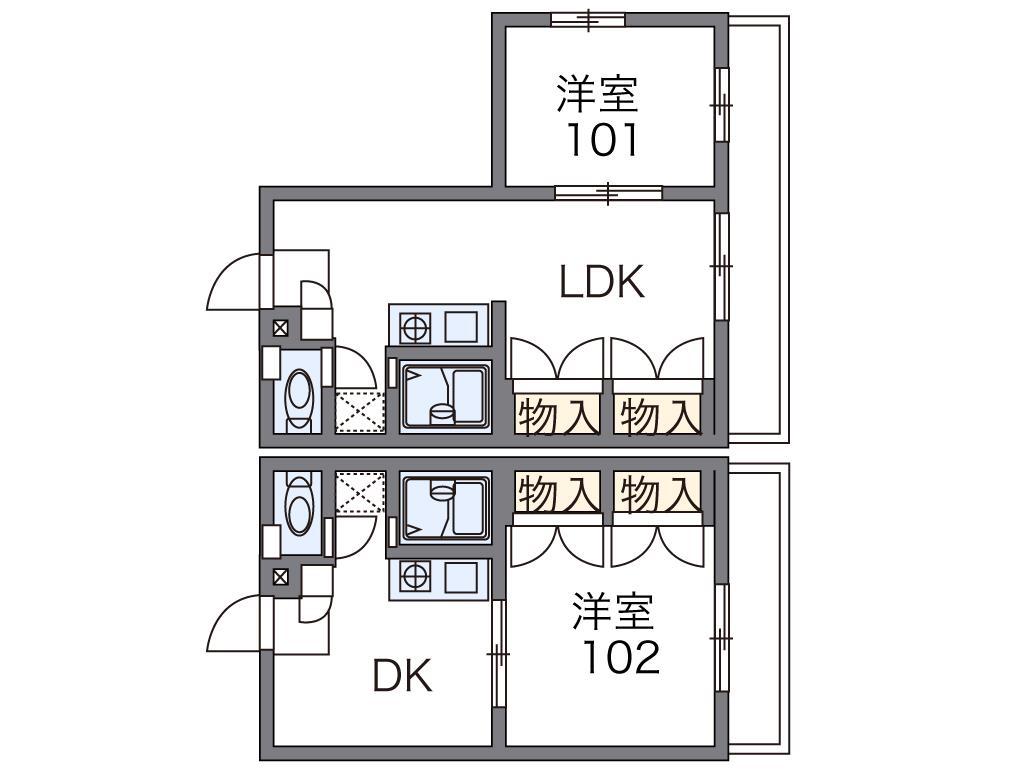 レオパレス向日葵弐番館(1DK/2階)の間取り写真