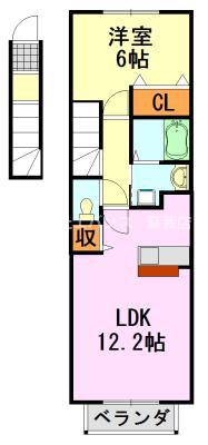 ポチハウス(1LDK/2階)の間取り写真