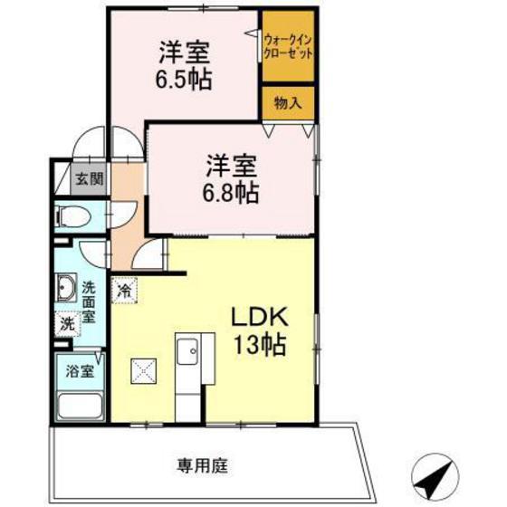 リバティ五日市(2LDK/1階)の間取り写真