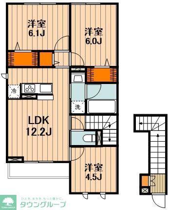 トリシア日新町(3LDK/2階)の間取り写真