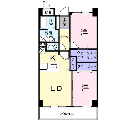 ハイエストクレディア(2LDK/6階)の間取り写真