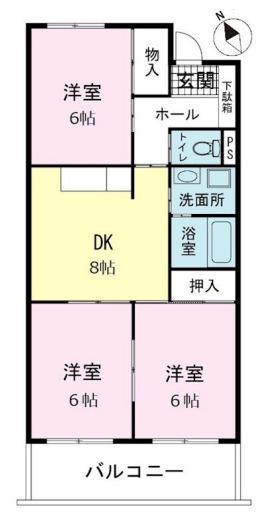 第2アゼリアハイツ(3DK/3階)の間取り写真