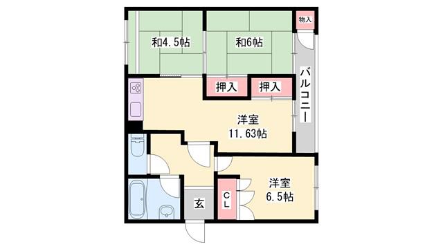 鈴谷3棟(3LDK/3階)の間取り写真