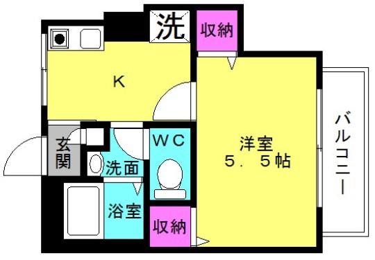 シティハウス1(1K/2階)の間取り写真