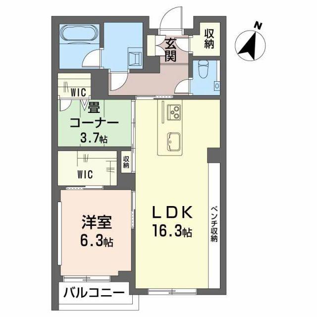 AZUR米山(2LDK/2階)の間取り写真