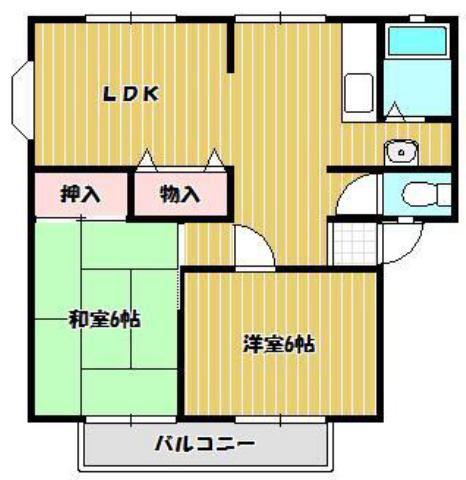 サンビレッジ白金B棟(2LDK/2階)の間取り写真