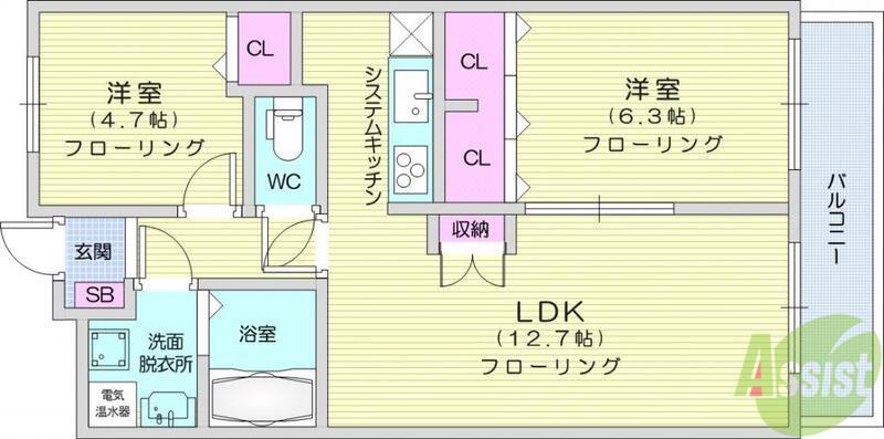 U・ステージ3(2LDK/4階)の間取り写真