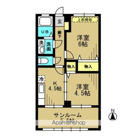 グリーンヒルズ(2K/2階)の間取り写真
