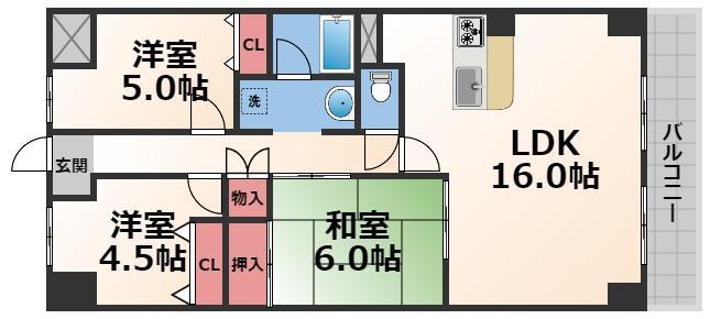 レジェーロ永和(3LDK/2階)の間取り写真