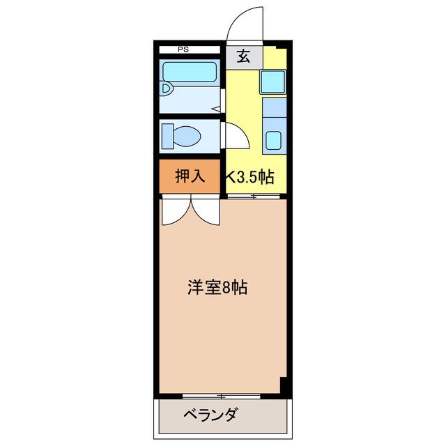 コーポ岐北(1K/1階)の間取り写真