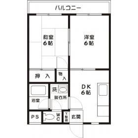 ハイクリーンコート(2DK/2階)の間取り写真