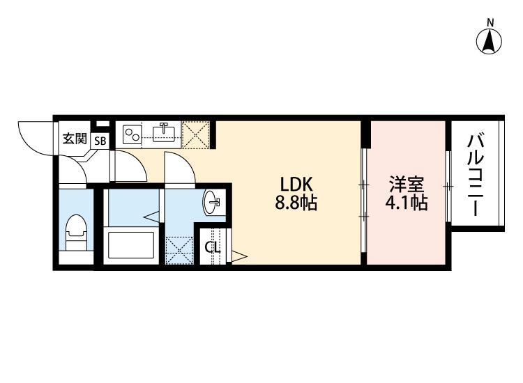 CRASTINE中川西(1LDK/1階)の間取り写真
