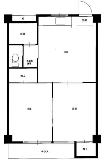 春日マンション(2LDK/1階)の間取り写真
