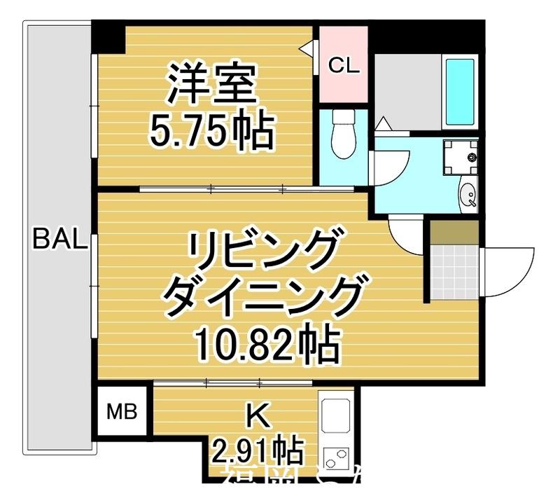 マルコビル平尾(1LDK/6階)の間取り写真