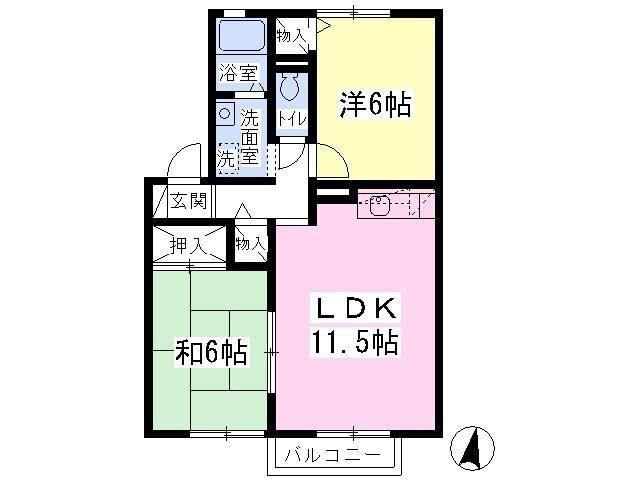 ソシア995 A棟(2LDK/1階)の間取り写真