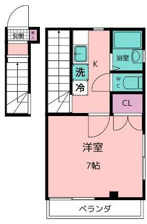 ヴィラコーラ国立(1K/2階)の間取り写真