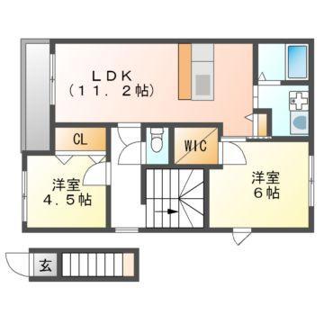 ヴィラフローレル C棟(2LDK/2階)の間取り写真