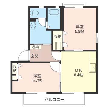 SHM セントラル田島 II(2DK/2階)の間取り写真