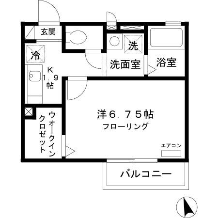 アンフラーゼ (1K/2階)の間取り写真
