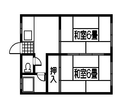 橋口アパート(2K/1階)の間取り写真