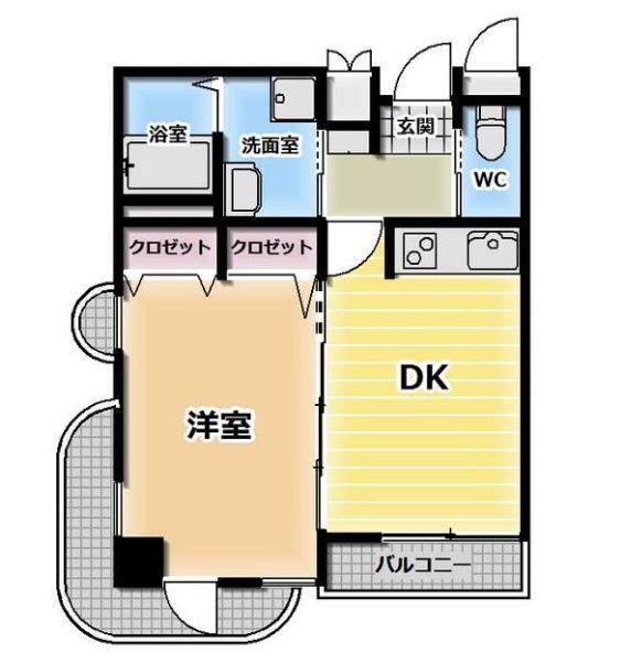 JR予讃線 丸亀駅 徒歩7分 7階建 築20年(1DK/4階)の間取り写真