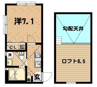 プレステージ中島(1K/2階)の間取り写真