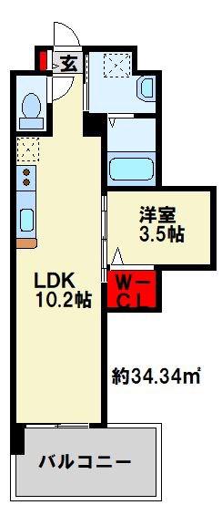 行橋センタービル(1LDK/11階)の間取り写真