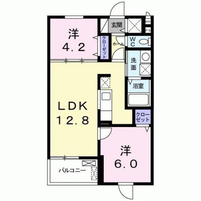 ベル セゾンB(2LDK/3階)の間取り写真