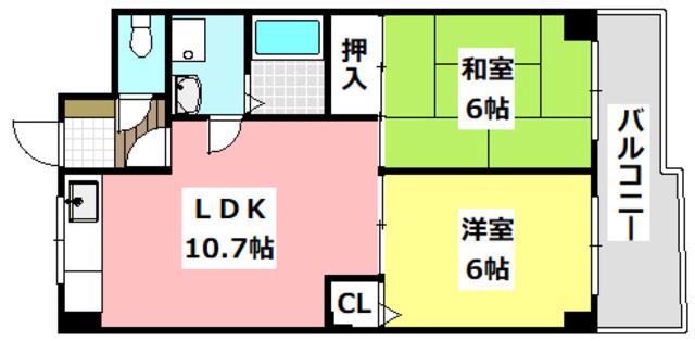 AMS COURT(2LDK/2階)の間取り写真