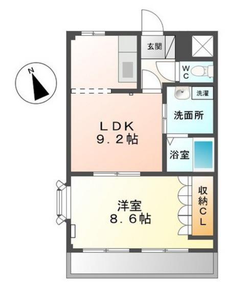 FLAT STELLAR(1LDK/2階)の間取り写真