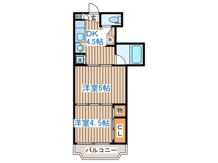 シャングリラ小田原(2DK/4階)の間取り写真