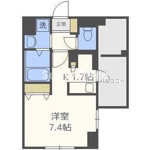 エスライズ難波(ワンルーム/4階)の間取り写真
