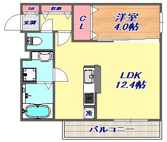 ディアコート住吉本町(1LDK/2階)の間取り写真