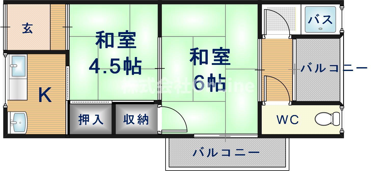 石田文化(2K/2階)の間取り写真