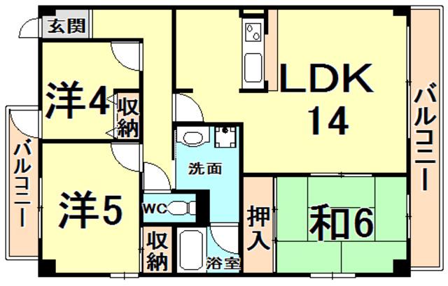 マンションヴィーガ(3LDK/2階)の間取り写真