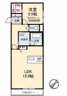 シャーメゾン エステティカ(1LDK/2階)の間取り写真