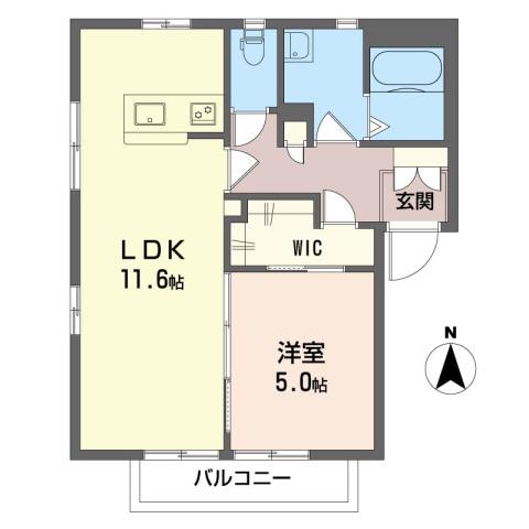 サニーコートみずほ台B棟(1LDK/1階)の間取り写真